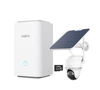 Reolink Argus PT Ultr Panneau solaire avec Home Hub, Kit caméra de surveillance 4K 8MP batterie, 5/2,4 GHz WiFi, 360° pivotant, vision nocturne, avec carte SD 64GB