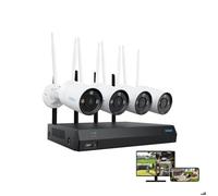 Reolink Kit Vidéo Surveillance,12CH 2To WiFi6 NVR et 4X 8MP Bullet Caméra 2,4/5GHz WiFi,Vision Noc Couleur,Détection Intelligente