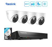 Reolink Kit Vidéo Surveillance,12MP 4X Dôme Caméra IP PoE avec Audio+8CH 2To NVR,Détection Personne-Véhicule,Vision Nocturne 30