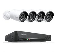 Reolink Kit Video Surveillance 8CH NVR 4 Caméras (Disque Dur Non Inclus) | Caméra IP PoE Filaire 4X 5MP avec Détection Personne/Véhicule, Vision Nocturne de 30m avec Audio, RLK8-410B4-5MP