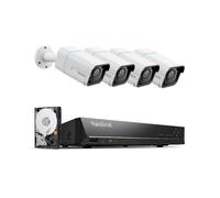 Reolink Kit Vidéo Surveillance,RLN8-410 8CH 2To PoE NVR et 4X 8MP Bullet Caméra PoE,5X Zoom,Vision Noc Couleur