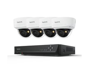 Reolink RLK8-800V4 Système de surveillance, 4X 4K 8MP IK10 PoE caméra de surveillance & 8CH 2TB HDD NVR, 125 ° Grand Angle, Détection intelligente, la vision de nuit en couleur