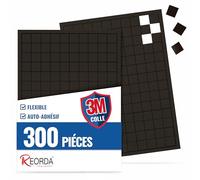 REORDA® Plaquettes Magnétiques Autocollantes 300 Pièces - Plaquettes et Bandes Magnétiques Adhésives - Colle Ultra-Forte - Aimants Plats Puissants - Film Magnétique Flexible à Découper pour DIY