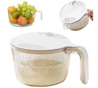 Répandeur de riz, bol à lave-lavette en plastique en plastique avec couvercle de drain, 7,1x3,4 Réclarcheur de riz-le-riz avec poignée pour grains de fruits à légumes haricots, petit, laveuse de riz