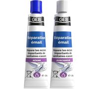 GEB Pâte de réparation émail bi-composant pour porcelaine, faïence, grès - 2 x 20 g - Blanc
