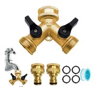 Répartiteur 2 voies : distributeur en Y pour deux tuyaux d'alimentation pour le raccordement, distributeur d'eau 1/2" et 3/4" pour jardin, robinets de pelouse, débit d'eau réglable et verrouillable