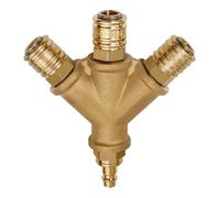 Répartiteur avec 3 raccords rapides NW 7,2 en laiton vierge avec raccord NW 7,2 - NW 7,8, G 1/2, pression de fonctionnement 0-35 bar