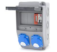 Répartiteur de courant de chantier 6NO 2 x 230 V + LS et FI câblé (2 x 230 V + 1 x LS C16 + compteur d'alimentation MID)