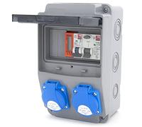 Répartiteur de courant de chantier 6NO 2 x 230 V + LS et FI câblé (2 x 230 V + 1 x LS C16 + FI40 + compteur électrique)