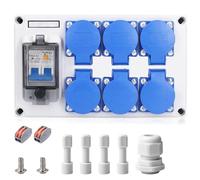 Répartiteur de courant électrique, répartiteur de prises 6x Schuko 230V, 16A - Répartiteur mural de courant électrique avec interrupteur différentiel 63A 1P+N, IP54 - Boîtiers de distribution murale