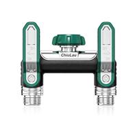 Répartiteur de tuyau d'arrosage 2 voies, grand débit de 1,9 cm, connecteur de robinet d'eau en alliage de zinc robuste, poignée en métal extra longue de 9,3 cm avec valve indépendante, pour jardin
