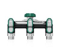 Répartiteur de tuyau d'arrosage, grand débit de 1,9 cm, répartiteur de robinet 3 voies, connecteur de tuyau de robinet en alliage de zinc robuste de 6,1 cm, poignée en métal extra longue avec valve