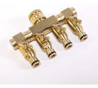 Répartiteur d'eau à quatre sorties pour tuyau d'arrosage 1/2" 3/4"