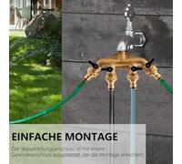 Répartiteur d'eau de jardin à 4 sorties, 3/4 pouce, en laiton massif, avec 4 raccords rapides et joints d'étanchéité, résistant à la corrosion, idéal pour l'arrosage du jardin, les serres et les appli