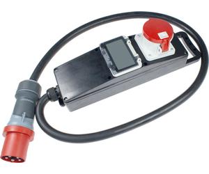 Répartiteur électrique as-Schwabe en caoutchouc plein, CEE 5G16 vers CEE et compteur électrique 400 V 63 A IP44