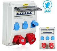 Répartiteur électrique mural CEE IP44, adaptateur pour montage mural, prise murale pour chantier, disjoncteurs 1x32 A, 1x16 A, 3x230 V avec disjoncteur