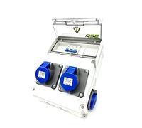Répartiteur mural de camping complet câblé CEE 16 A 230 V avec compteur de prise de camping IP65, 10. 1 x 230 V + 2 x camping + LS