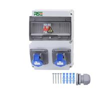 Répartiteur mural de camping complet câblé CEE 16 A 230 V avec compteur de prise de camping IP65, 7. 2 x camping + LS