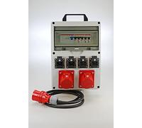 Répartiteur professionnel mobile avec poignée de transport, FI/LS fabriqué en Allemagne, 6 sorties (2 x CEE 16 A/4 x 230 V~), câble d'alimentation H07RN-F 5G 2,5 mm², IP54, K2, BGI-GUV-I608