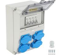 Répartiteurs électriques muraux Répartiteur CEE IP44 Adaptateur mural pour montage mural Prise murale pour chantier Interrupteur électrique 4x 16 A/230 V Disjoncteurs différentiels (MCB)