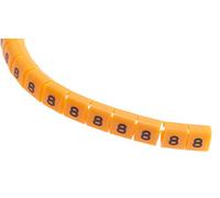 Repère câble à pression, Ø câble 3 ? 3.4mm, texte : 8, Noir sur Orange, Bobine de 100 Unités