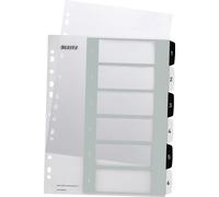 Répertoire en plastique Wow 1-6 inscriptible A4 PP 6 feuilles blanc/noir paquet de 20 pièces