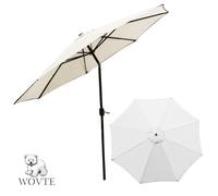 Replacement 8 Rib Parasol Canopy WOVTE, 3 m Market Table Umbrella, UV Protection - Blanc, (couverture de parapluie seulement)