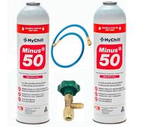 REPORSHOP - 2 Bouteilles De Gaz Moins 50 375Gr + Valve + Tuyau De Substitution R22 R404A R407C R502 Freeze Organic