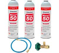 REPORSHOP - 3 Bouteilles De Gaz Moins 50 375Gr + Valve + Succédané De Tuyau R22 R404A R407C R502 Freeze Organic