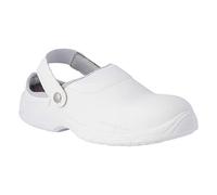 REPOSA Medical - Sabot Femme et Homme Medical Microfibre + Embout de Sécurité en Composite, Chaussure Femme et Homme Sanitaires Antichoc Antistatiques avec Bride, Chaussure de Cuisine Antidérapantes
