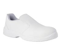 REPOSA Nurse Chaussures de Travail, Chaussures de Travail fermées Type Mocassin avec Bout, Tige en Microfibre, Semelle PU, Blanc, 39 EU