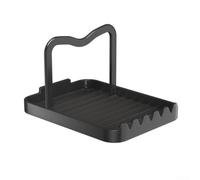 Repose-couvercle de casserole et porte-cuillère - Plateau à ustensiles en métal antirouille pour comptoir de cuisine - Base stable pour ustensiles de cuisine - Design facile à nettoyer pour une