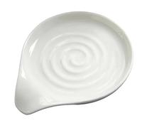 Repose-cuillère en céramique, blanc 15,4 cm, porte-ustensiles à motif swirl, repose-louche résistant à la chaleur, organisateur de plan de travail pour cuisine, cuillères, spatules, pinces, bijoux