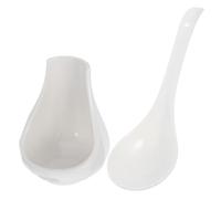 Repose-cuillère en Céramique Blanc, Grand Modèle, pour Table Cuisine | Deux Pièces, Usage Traiteur et Restaurant, Garde la Vaisselle Propre, Empêche le Roulis