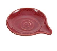 Repose-cuillère en Céramique Rouge pour Comptoir Cuisine | Style Décoratif, Nettoyage Facile, Organisation Polyvalente, Émail de Cuisson Unique, pour Table à Manger