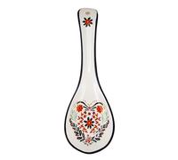 Repose-cuillère en faïence motif Cœur Floral Folk Jolène 23,5 cm