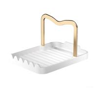 Repose-Cuillère en Métal Anti-Rouille avec Support Couvercle, Porte-Ustensiles Cuisine Stable pour Spatule et Louche, Alliage pour aluminium 18,5x14x11 cm(White-Gold)