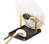 Repose-Cuillère en Métal Anti-Rouille avec Support Couvercle, Porte-Ustensiles Cuisine Stable pour Spatule et Louche, Alliage pour aluminium 18,5x14x11 cm(Black-Gold)