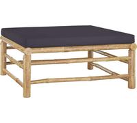 Repose-pied de jardin avec coussin gris foncé Bambou