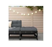 vidaXL Tabouret de jardin avec coussins Pin massif noir