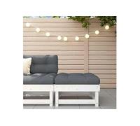 vidaXL Tabouret de jardin avec coussin Blanc Pin massif