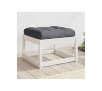 vidaXL Tabouret de jardin avec coussin Blanc Pin massif