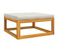 Repose-pied de jardin coussin gris clair bois massif d'acacia