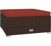Repose-pied de jardin et coussin Marron 70x70x30 cm Poly rotin