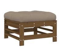 Repose-pied de jardin et coussin marron miel bois de pin massif