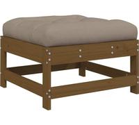 Repose-pied de jardin et coussin marron miel bois de pin massif