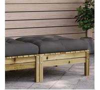 vidaXL Tabouret de jardin avec coussin – Bois de pin imprégné – Coussin anthracite – 63x63x28,5 cm