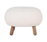 Repose-pied en faux cuir d'agneau avec pieds aspect noyer House Nordic Savona Blanc 50x60x37 cm