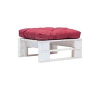 Repose-Pied Palette de Jardin avec Coussin Rouge Table Basse Salon Bois