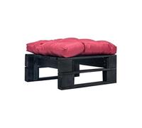 vidaXL Pouf de jardin en palettes avec coussin, rouge et noir